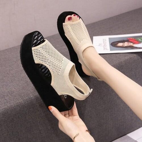 2021Increasing Height shoes Sandals Straps Slip-on Loafers Summer Womens Clear Heels Flat Platform Female Shoe