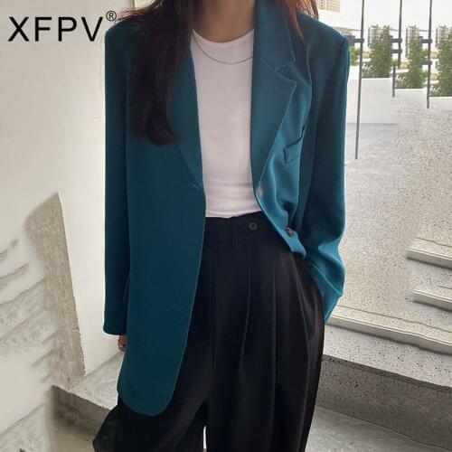 XFPV 2021 New Spring And Autumn Fashion Casual Korean Version Loose Top Straight Tube Temperament Suit Coat Female SL802