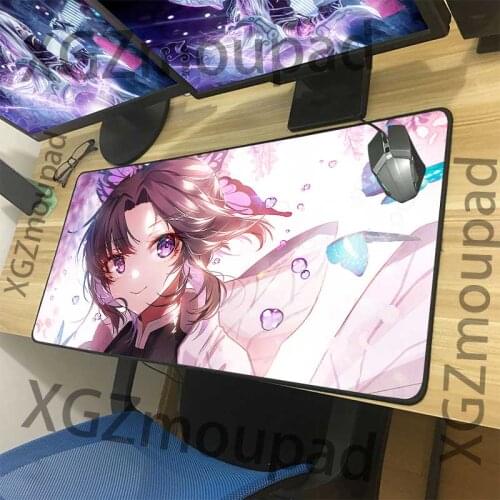 XGZ Cartoon Demon Killer Kimetsu No Yaiba Animation Mouse Pad Black Lock Edge Anime Cute Girl Computer Notebook Mouse Pad Xxl