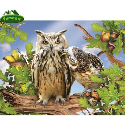 YUMEART 5D DIY Diamond Embroidery Owls Always Love You Diamond Painting Cross Stitch Round Rhinestone Mosaic Home Decoration