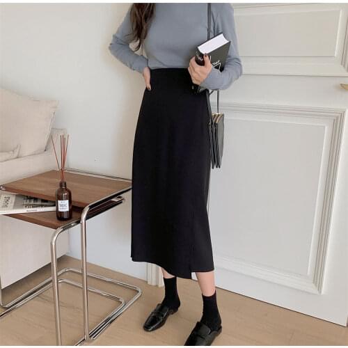 New A Line Japanese Harajuku Autumn Winter Women Skirt High Waist Solid Female Korean Streetwear Elegant Long Skirts Plus Size