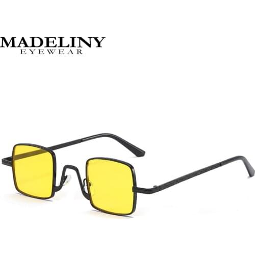 MADELINY Small Square Sunglasses Women Fashion Metal Steampunk Glasses Men Vintage Female High Quality Alloy Frame Eyewear MA455