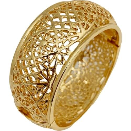 Gold Morocco Hollow Bracelet For Women Wedding Nationality Open Sleeve Bracelet Arab Wedding Jewelry Bangle