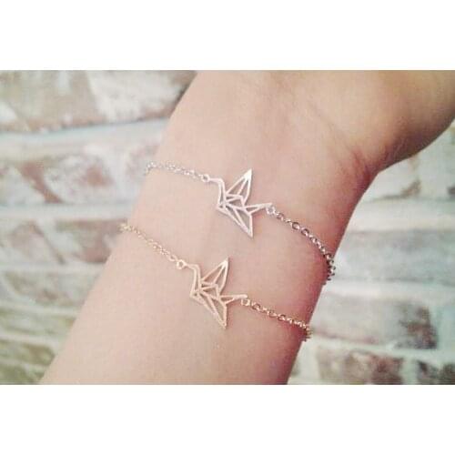 10PCS- Cute Forest Origami Crane Bracelets Paper Crane Bracelet Tiny Animal Lucky Baby Bird Bracelet For Women