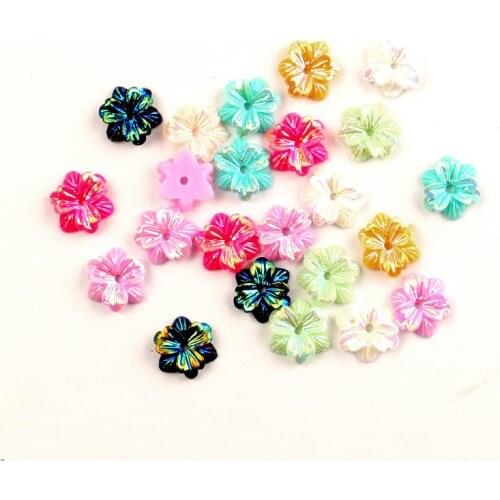 100Pcs Mixed Resin Bling Flower 12mm Decoration Crafts Flatback Cabochon Kawaii DIY Embellishments For Scrapbooking Accessories