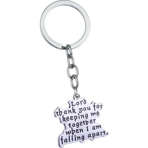 12 Pc/Lot Lord Thank You For Keeping Me Together When I'm Falling Apart Charm Keychain Keyring Religious Christian Key Ring Gift