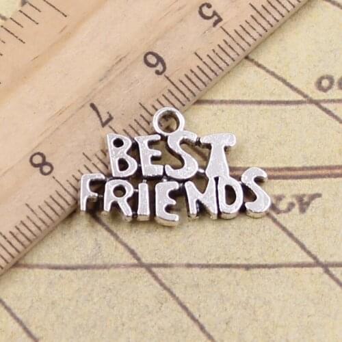 20pcs Charms Best Friends 24x16mm Antique Bronze Silver Color Pendants Making DIY Handmade Tibetan Finding Jewelry For Bracelet