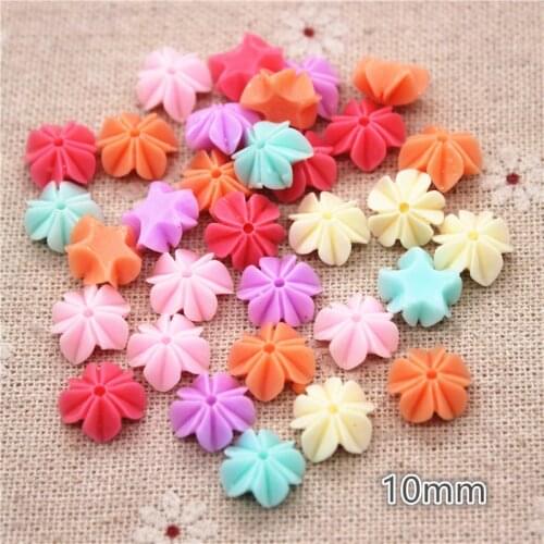 50pcs 10mm Mix Colors Resin Flower Flatback Cabochon DIY Jewelry Phone Decoration