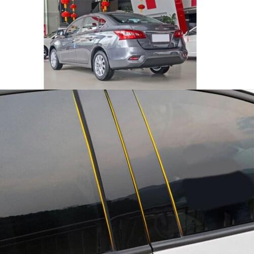 Car PC Material Pillar Post Cover Door Trim Window Piano Black Molding Sticker Plate 8pcs For Nissan Sylphy 2020 2021