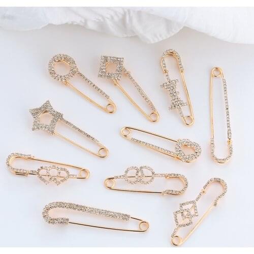 1pc Fashion Big Size Crystal Rhinestone Metal Pin Large Brooch for Women Shirt Veil Hijab Scarf Sweater Shawl Buckle Corsage
