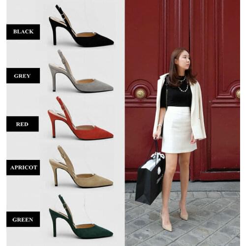 Black/ Red/Gray/Apricot Gladiator Women Pumps Bucket Pointed Toe High Heels Sexy Lady Shoes Thin Heels Chaussure Femme Autumn