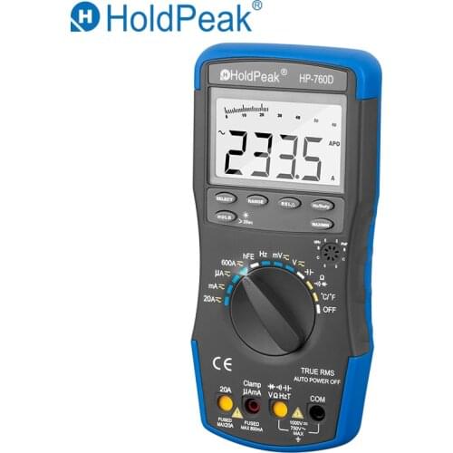 HoldPeak HP-760D True RMS Auto Ranging Digital Multimeter Meter with Min/Max Value Frequency Cuty Cycle Ohm Tester Multimetro