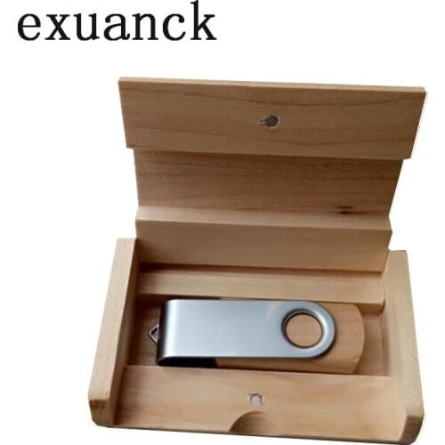 Exuanck Custom Logo Personal Photography Swivel Clip Wood USB 2.0 Memory Flash Pen Drive (Ove 20pcs free logo)