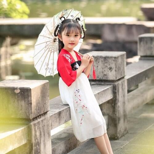 H2538 Children Cosplay Clothes Kids Performance Costume Halloween Girl Hanfu Fairy Dress Elegant Ancient Retro Princess Clothing