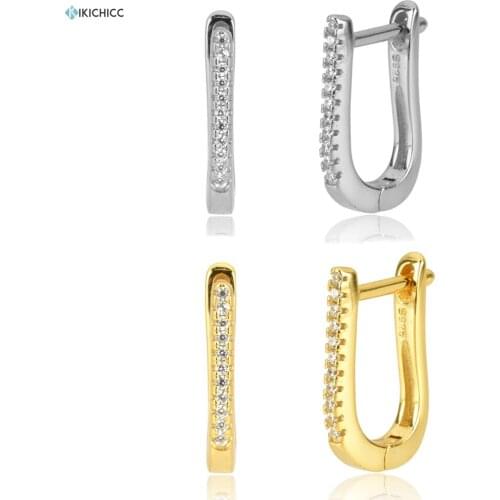 Kikichicc 100% 925 Sterling Silver Ovals Women Luxury Hoops Zircon CZ Huggies Piercing CZ Ohrringe 2020 Rock Punk Jewelry