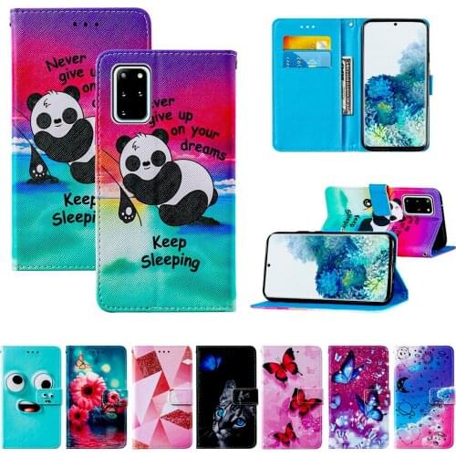 Colorful Pattern Leather Note 20 Case for Samsung Galaxy S20 FE S21 Ultra Plus 5G Cover Flip Soft TPU Card Phone Holder Funda