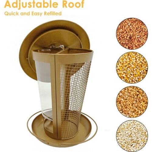 Metal Bird Feeder Outdoor Hanging Automatic Bird Food Dispenser Wild Bird Feeding Tool Garden Decorative Food Container
