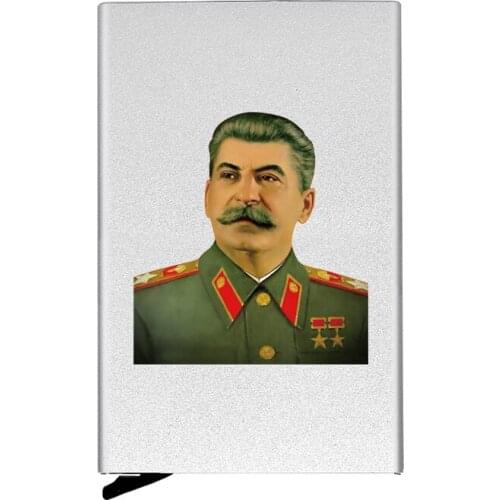 Metal Case CCCP Great Leader Stalin Printing Credit Card Holder Men Slim Anti Protect Travel ID Cardholder Women Rfid Wallet