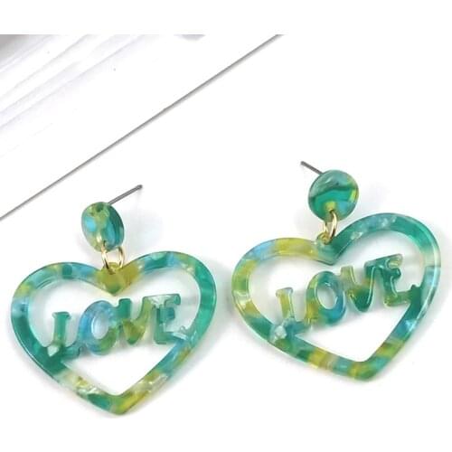 Fashion Acrylic Love Heart Acetate earrings Women earrings Party Accessory