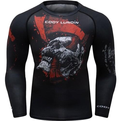 Cody Lundin Hot Sale Compression T-shirt Men Long Sleeve Fitness Tights Print Tops Tee Gyms Fitness Men T-shirt Rashguard