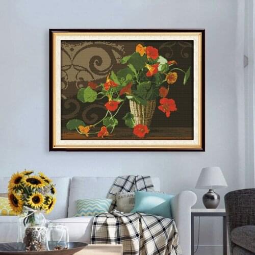 Morning glory counted 11 14CT Cross Stitch Set DIY Chinese flowers Cross-stitch Kit Embroidery Needlework Home Decor Gift giving