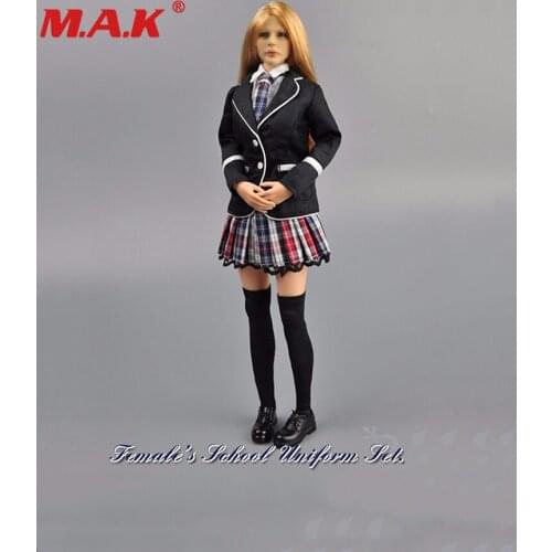 1/6 scale females girl school uniform set black clothes model fit for 12" female woman action figures toys accessories