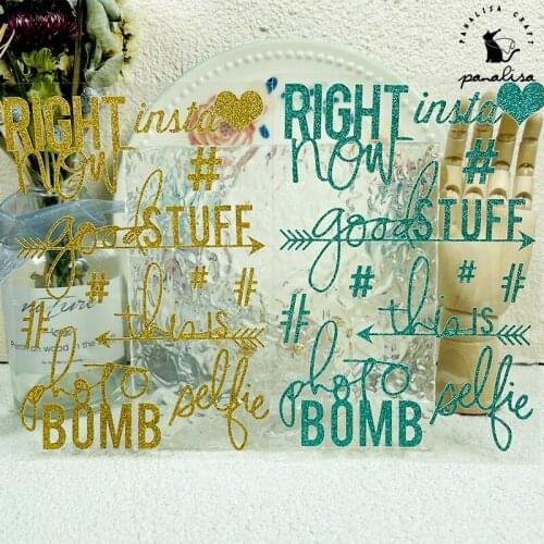 Panalisacraft 2 Styles Sentiments Glitter stickers Scrapbooking Creative Stickers for Cards Decor Handmade embellishment