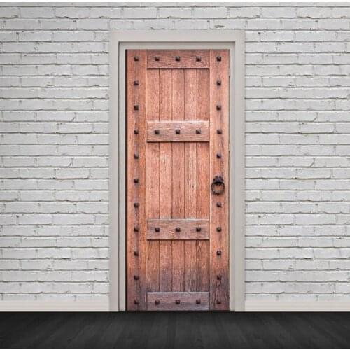 3D Old Strong Wooden Door Mural Wallpaper mural Wall Print Decal Wall Deco Wall Mural Photo self adhesive door wrap