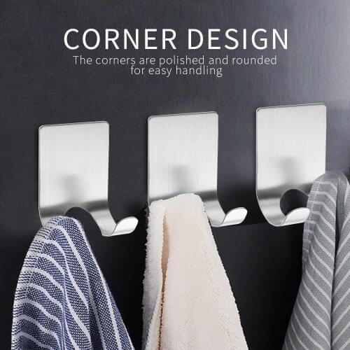 Wall Mounted Type Stainless Steel Razor Holder Bathroom Hook Storage Rack Self Adhesive Hook Stainless Hook Water Home Towel