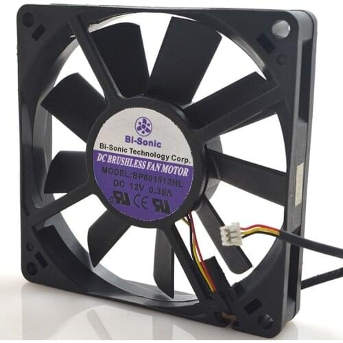 New FOR Barry BI-SONIC BP801512HL 12V 0.35A 8CM 8015 3-wire cooling fan