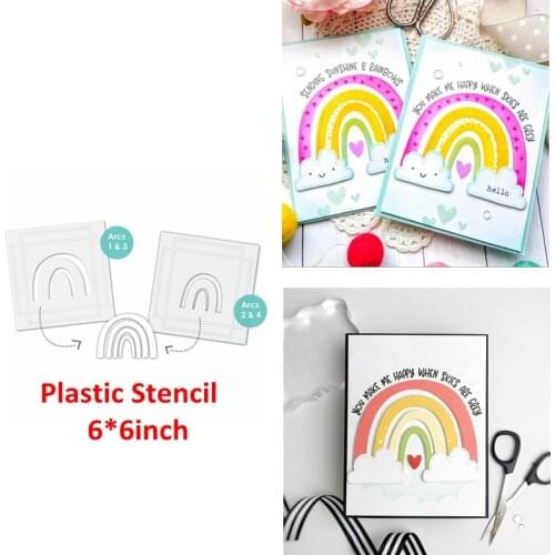 6*6 inch Rainbow Arch Track Plastic Stencil DIY Craft Paper Cards Scrapbooking Making Template 2020 Hot Sale