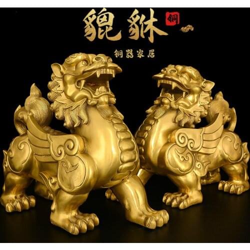 Handmade Chinese Mythical Pi Xiu Decoration a Pair Bringing Fortune Living Room Office Ornaments home decor