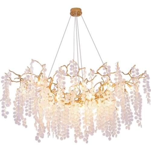 Modern Gold Luxury Crystal Chandeliers Lighting LED Pendant Ceiling Light Fixture for Living Room Hotel Hall Decor Hanging Lamp
