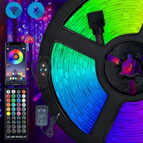LED Strip Light Bluetooth Control RGB 5050 Waterproof Flexible Ribbon DC12V 5M 10M 15M Living Room Decoration Changing Lights