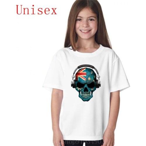 Dark Skull Deejay with Australian Flag boy clothes kids clothes kids summer clothes high quality hot sale 100%cotton