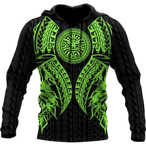 Amazing Polynesian Tattoo Green 3D Unisex Deluxe Hawaii Hoodie Men Sweatshirt Streetwear Zip Pullover Casual Jacket Tracksuit-12