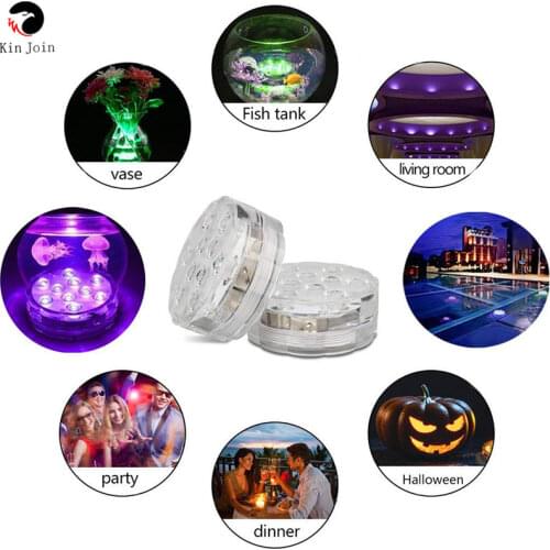 Outdoor decorative light 10 LED remote control RGB diving light battery powered for pool party decoration and play