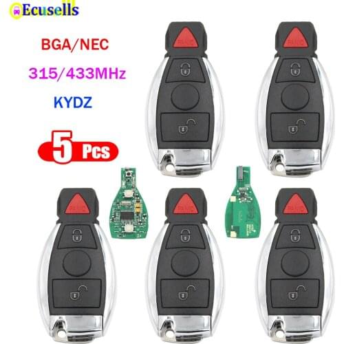 5pcs/lot 2+1 Buttons 315MHz 433mhz keyless entry Smart Remote Car Key fob for Mercedes-Benz support BGA/NEC with battery holder