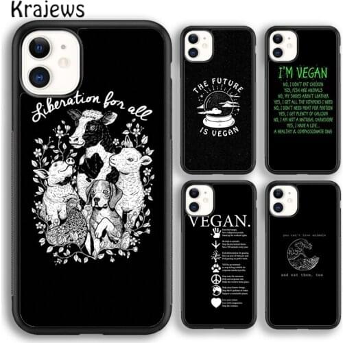 Krajews Vegetarian Quotes VEGAN LOVE VEGGIE Phone Case Cover For iPhone 5s SE 2020 6s 7 8 plus X XS XR 11 12 mini pro max Shell