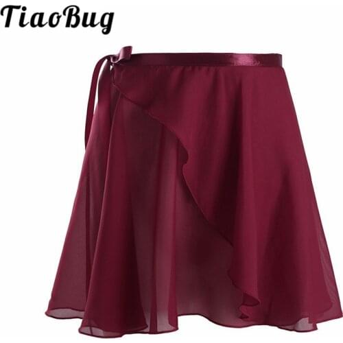 TiaoBug Women Girls Chiffon Professional Ballet Tutu Wrap Skirt Adult Lady Ballerina Dance Skate Skirt with Waist Tie Dance Wear