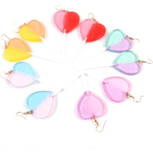 2020 Trend Women Earrings 2 Colors Heart Candy Lollipops Drop Earrings Gradient Color Bff Friendship Jewelry Christmas Gift
