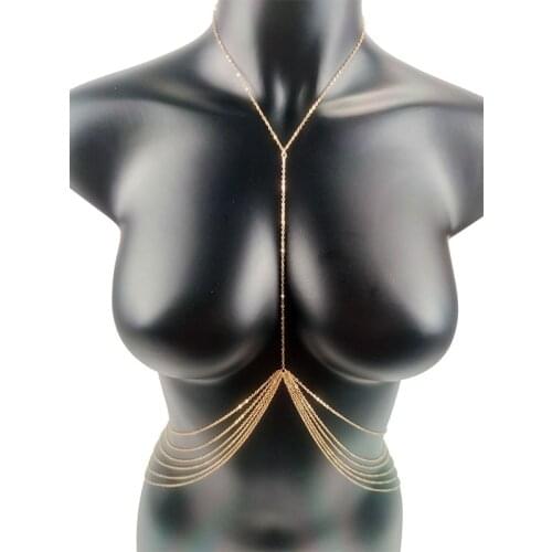 Body Jewelry Goth Chest Chains Sexy Body Chain Bikini for Women Summer Accessories Beach Belly Luxury Waist Bra Punk Rave Gift