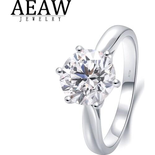 2.0Carat 8mm Round Cut D Color VVS1 Moissaanite Diamond Rings for Women Luxury Engagement Classic Ring 14K White Gold Real Solid