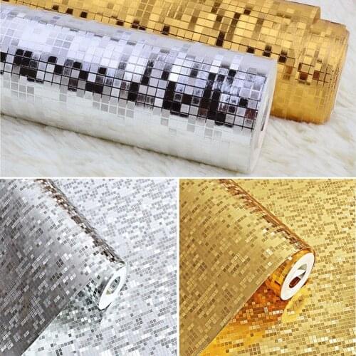 10M*53CM 3D Waterproof Glitter Mirror Effect Mini Mosaic Sparkle Light Reflection Gold Foil Silver Foil Wallpaper KTV Bar