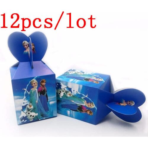 12pcs Disney Frozen Theme Paper Candy Box Cupcake Box Festival Girls Birthday Decoration Princess Anna Elsa Gift Box Supplies