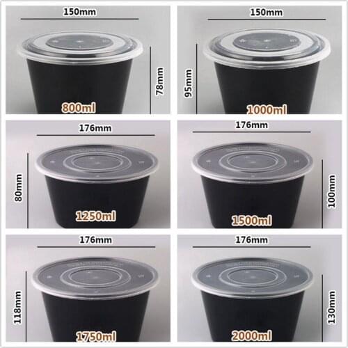 180 Pcs/Lot Round Plastic One-off Bento Box Meal Storage Food Prep Lunch Microwavable Disposable Festive Wedding Party Tableware