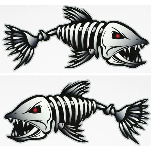 2 Pieces Fish Teeth Mouth Stickers Skeleton Fish Stickers Kayak Accessories Fishing Boat Canoe Kayak Graphics Accessories