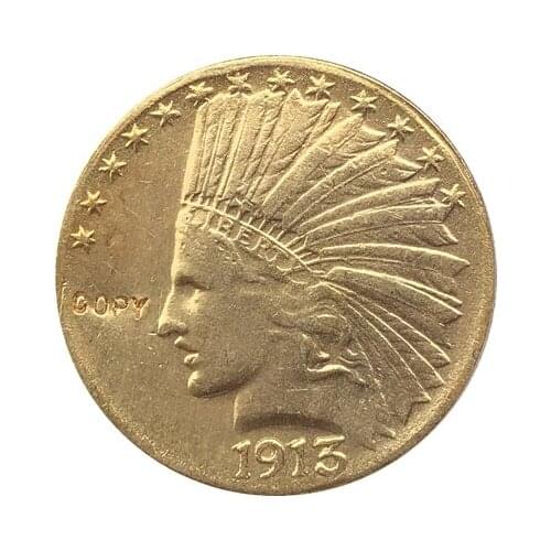 24-K gold plated 1913-S $10 GOLD Indian Half Eagle Coin Copy