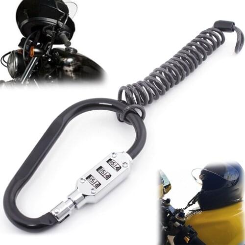 3 Digit Combination Helmet Security Lock For Motorcycle Bicycle Scooter Electric Bike Universal Anti-theft Reminder Spring Cable