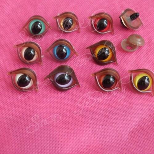 40pcs--- 14mm mixed color plastic toy cat eyes + brown eyelid +washer/#2y